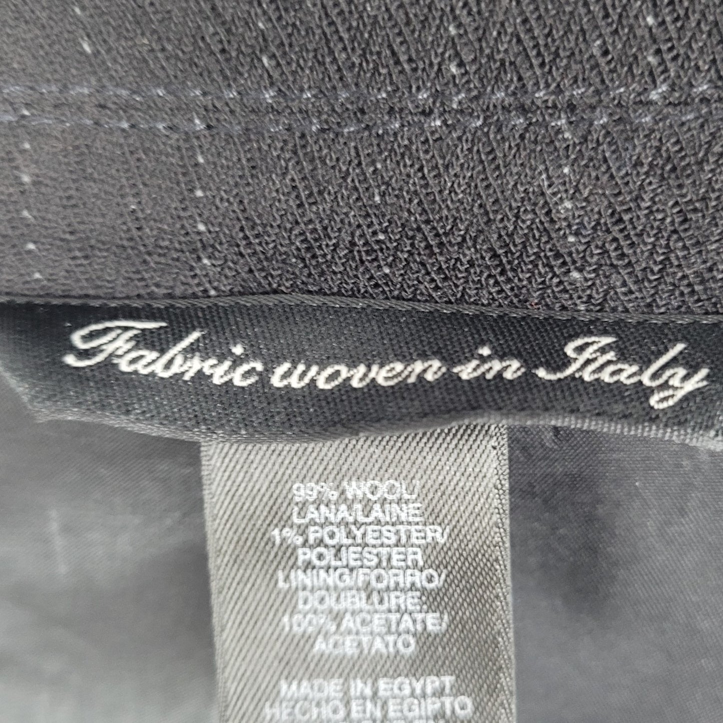 Claiborne Black Italian Woven Wool Pinstriped Notch Blazer Sport Coat Size 42R