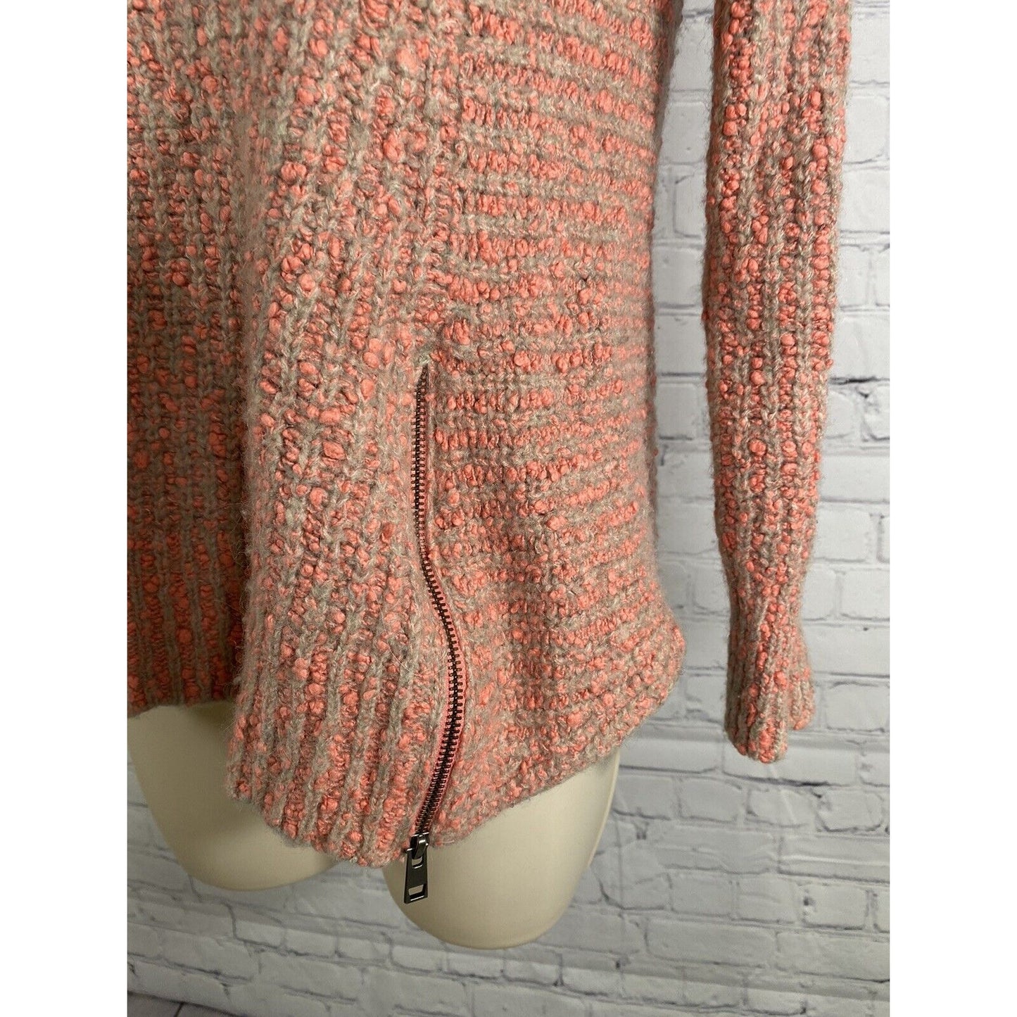 Moth by Anthropologie V Neck Pink Gray Cotton Wool Alpaca Chunky Knit Sweater S