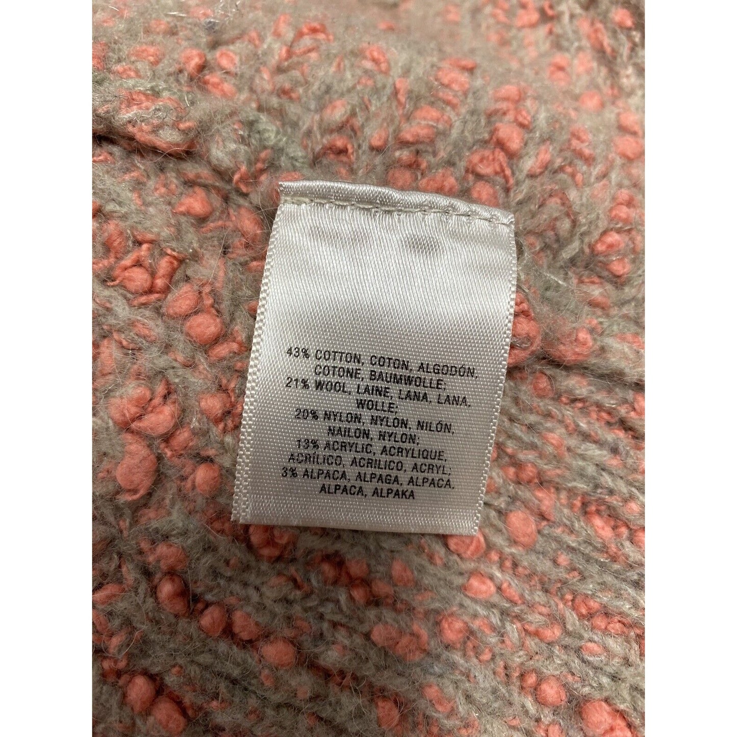 Moth by Anthropologie V Neck Pink Gray Cotton Wool Alpaca Chunky Knit Sweater S