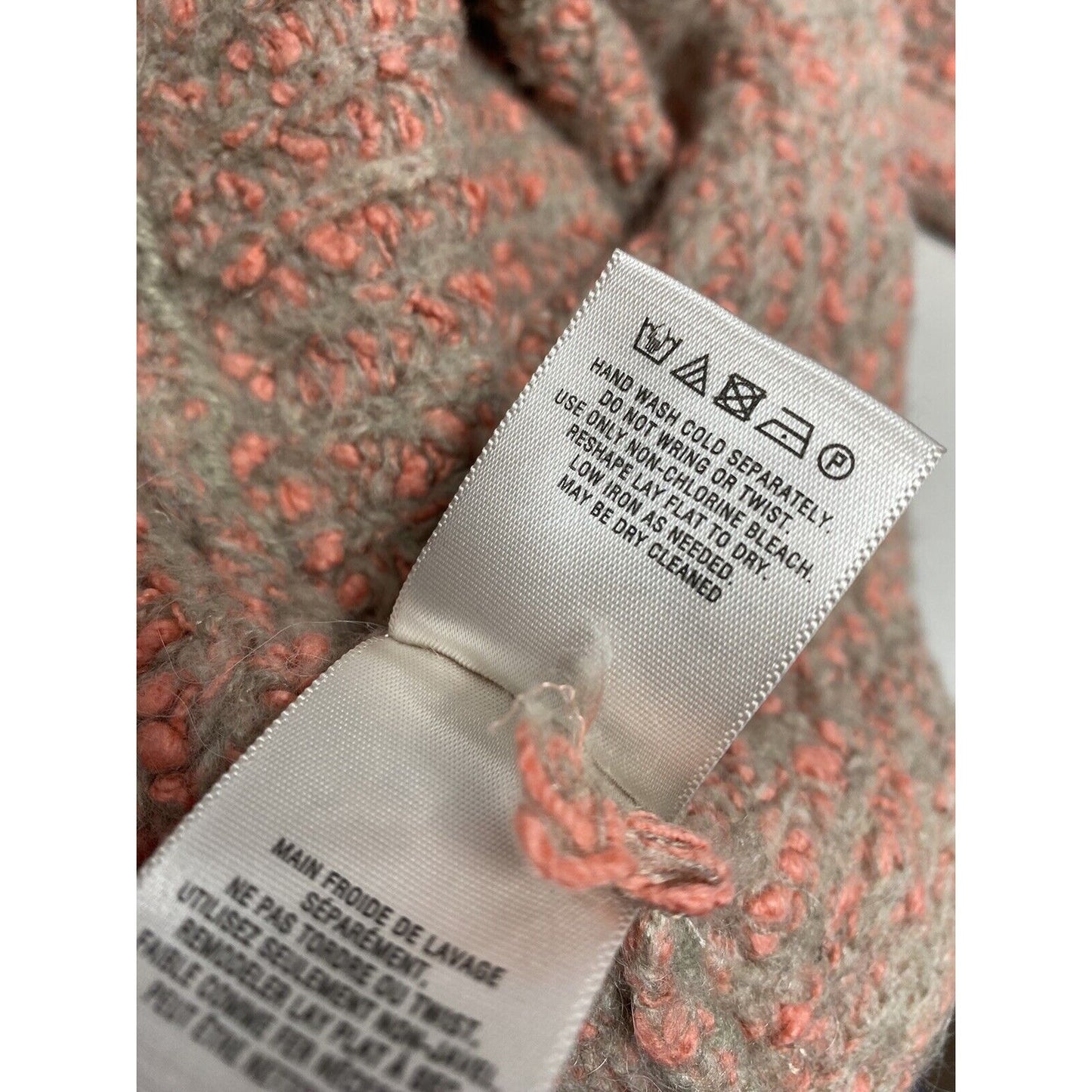 Moth by Anthropologie V Neck Pink Gray Cotton Wool Alpaca Chunky Knit Sweater S