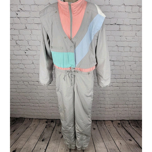 Obermeyer Grey Pastel Sphere Thinsulate Gore-Tex Retro 90’s Ski Snowsuit Size 12