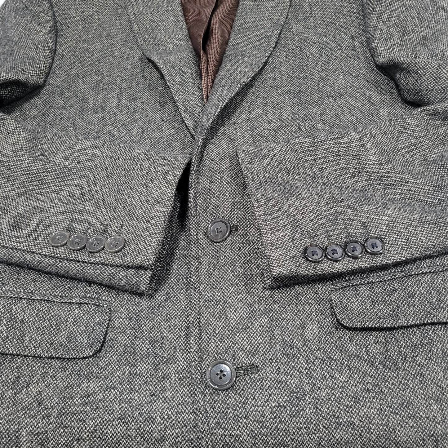 Primark Grey Wool Blend Tweed 2 Button Single Vented Notch Blazer Sport Coat XS