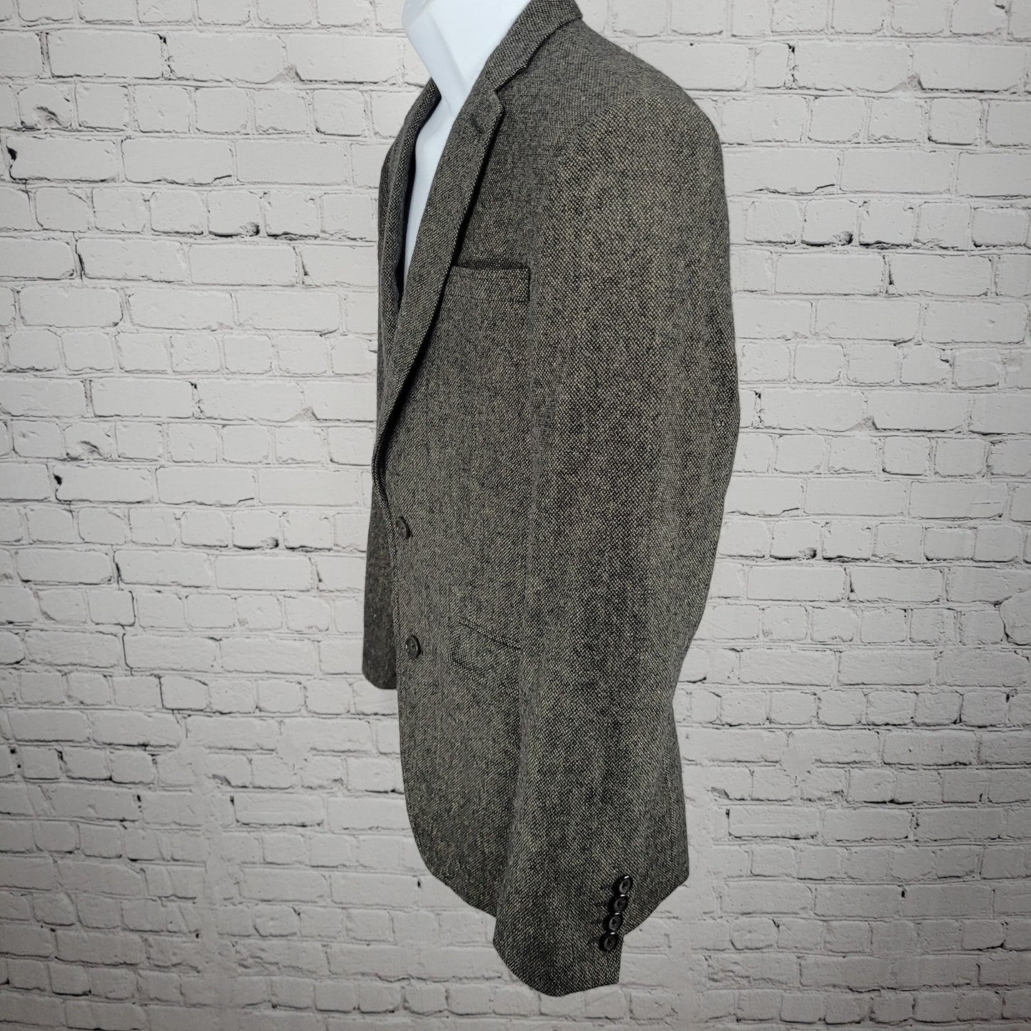 Primark Grey Wool Blend Tweed 2 Button Single Vented Notch Blazer Sport Coat XS