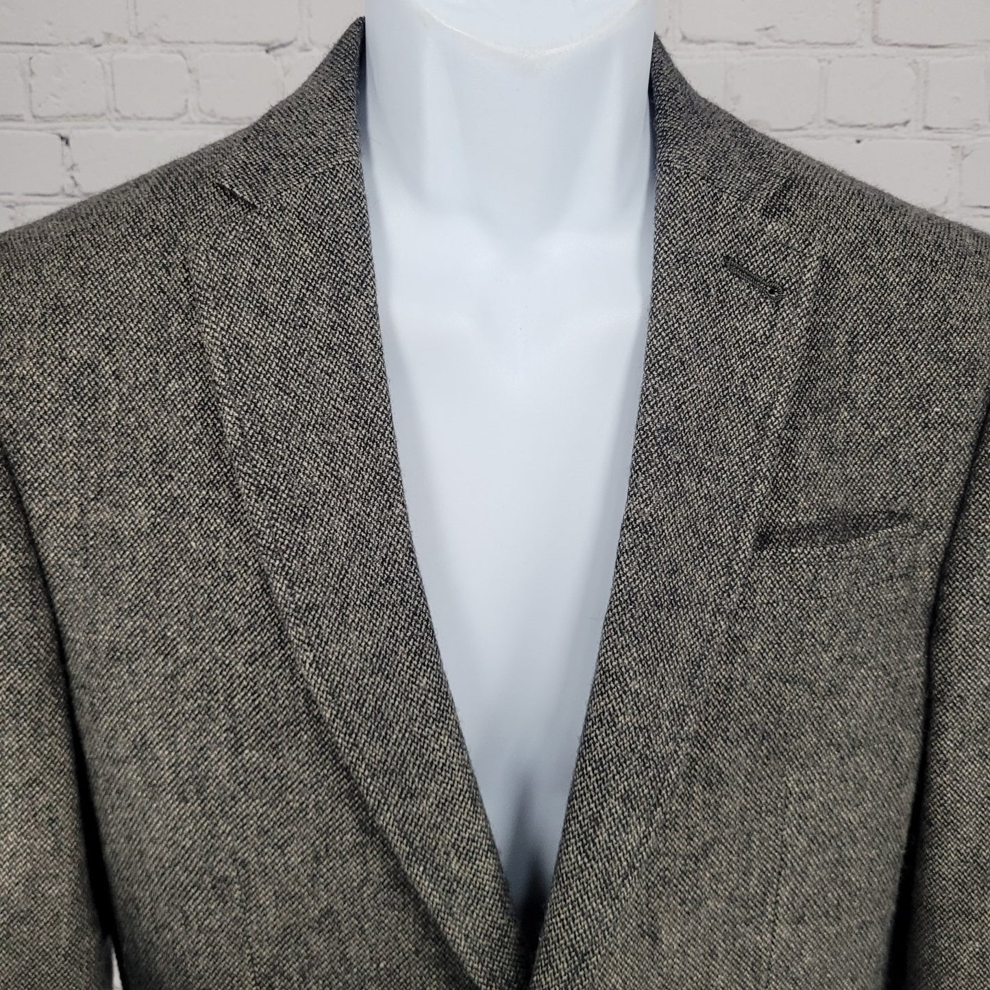 Primark Grey Wool Blend Tweed 2 Button Single Vented Notch Blazer Sport Coat XS
