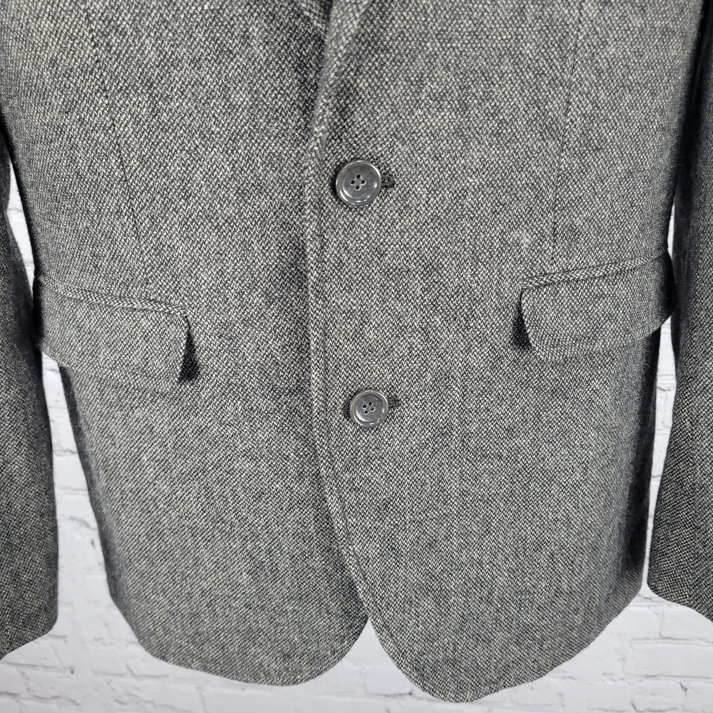 Primark Grey Wool Blend Tweed 2 Button Single Vented Notch Blazer Sport Coat XS