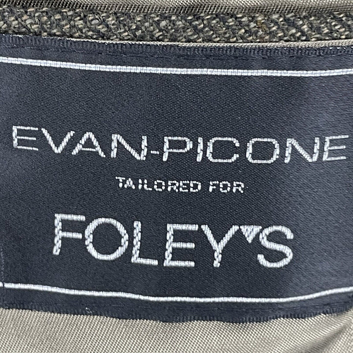 Evan Picone Green Brown Lambs Wool Herringbone Blazer 2 Button Vented Size 40R