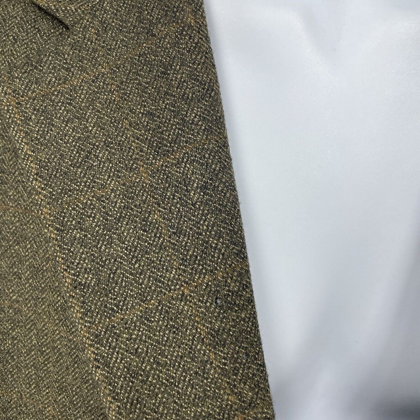 Evan Picone Green Brown Lambs Wool Herringbone Blazer 2 Button Vented Size 40R
