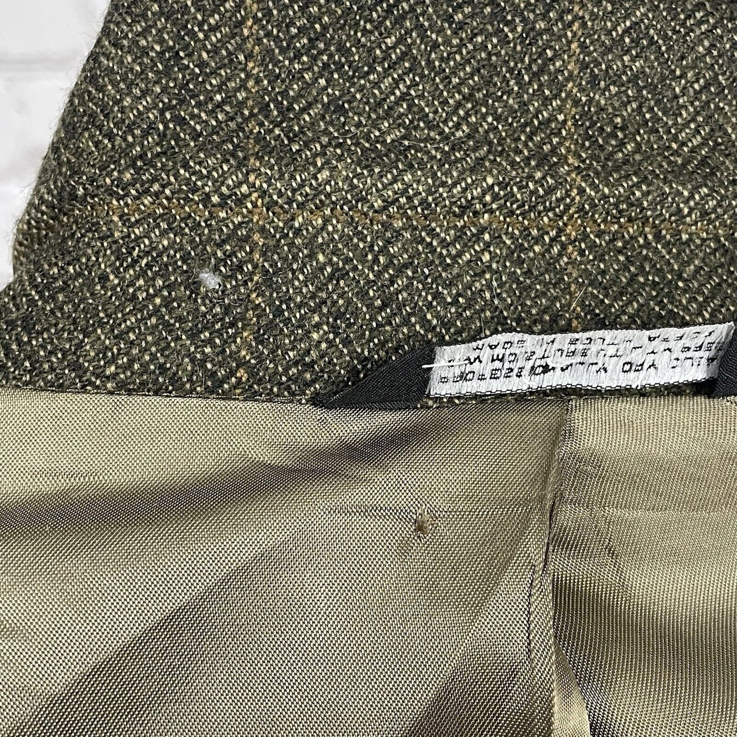 Evan Picone Green Brown Lambs Wool Herringbone Blazer 2 Button Vented Size 40R