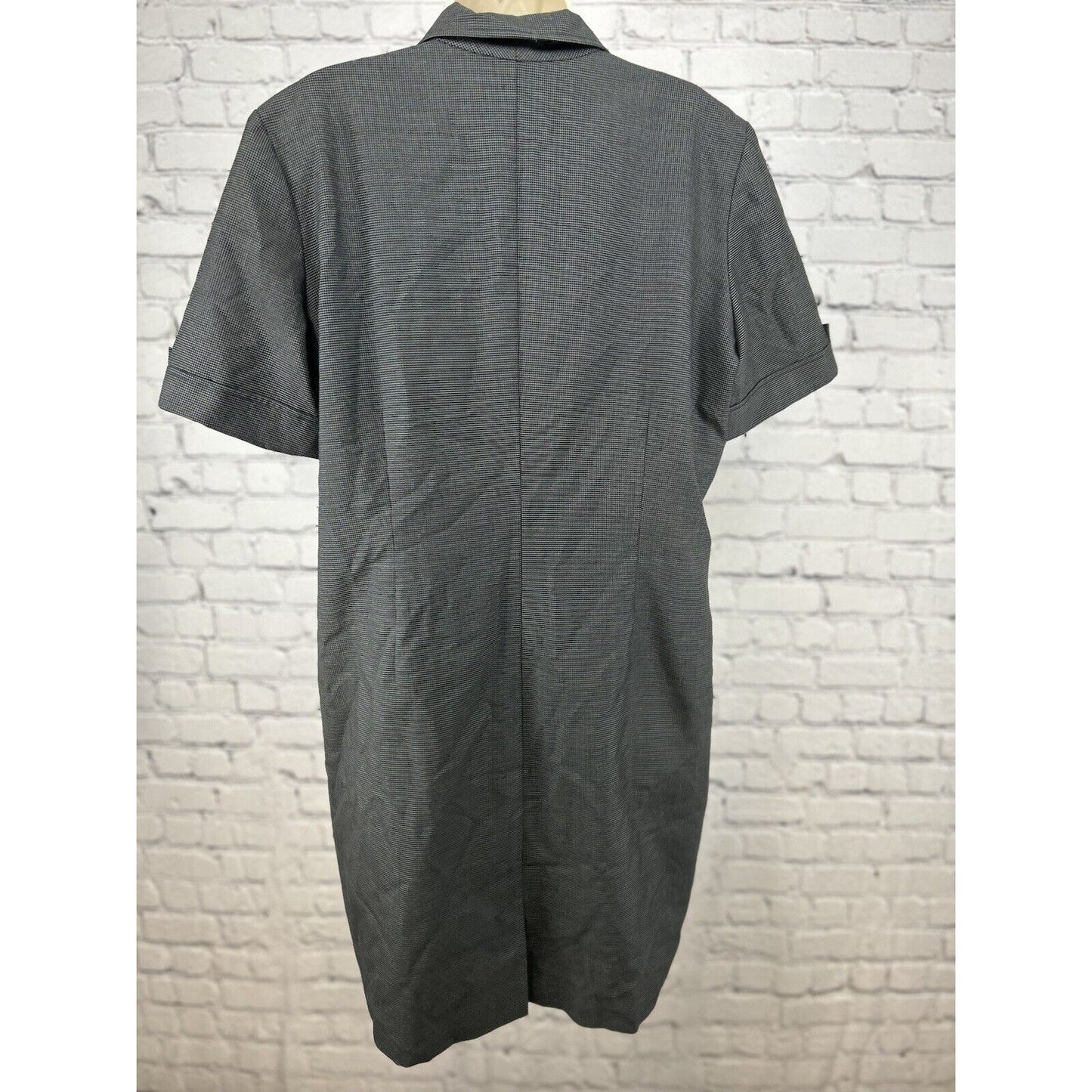 Delta Collections Single Vent Midi Gray Collard Button Up Uniform Dress Size 12P