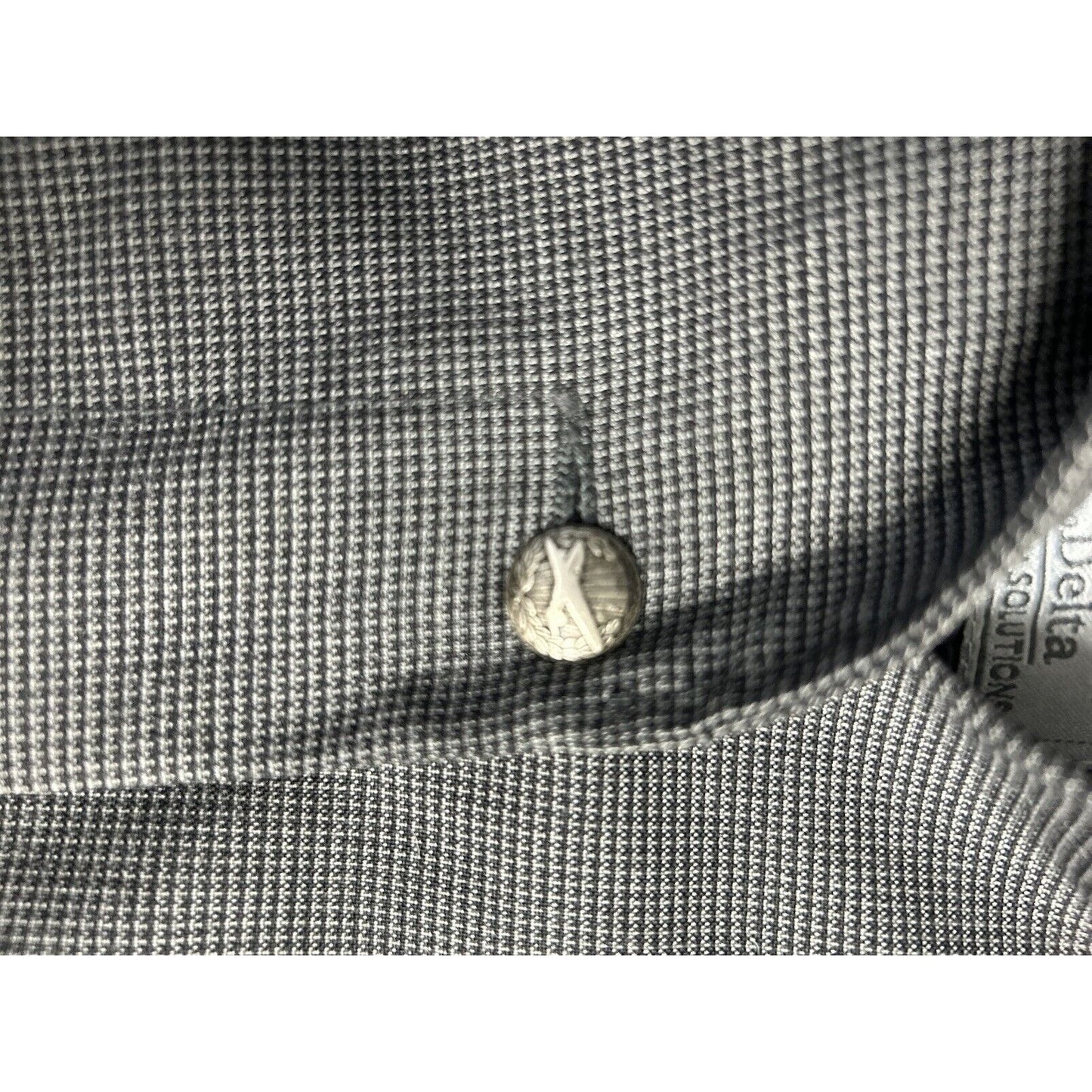 Delta Collections Single Vent Midi Gray Collard Button Up Uniform Dress Size 12P