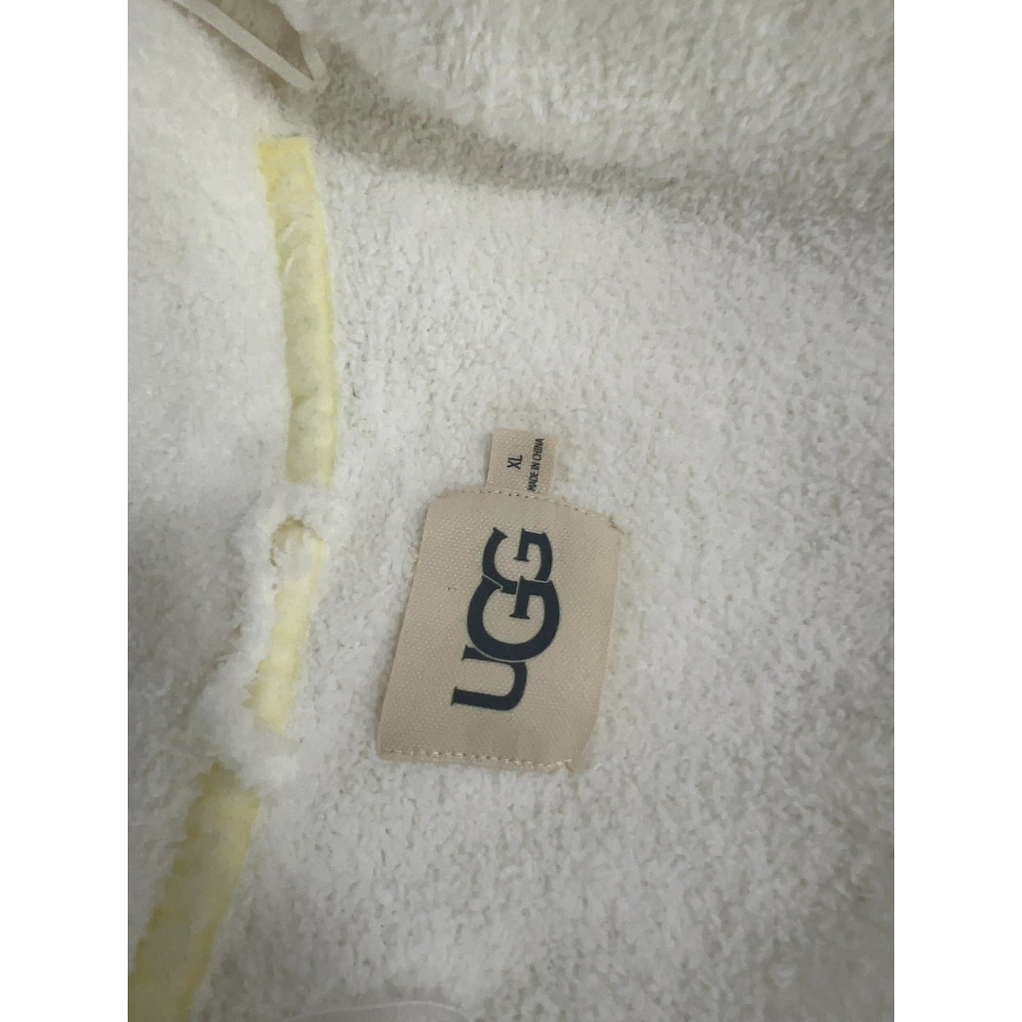 UGG Cream Fuzzy Sweater Knit Shawl Collar Belted Women's Long Robe XL