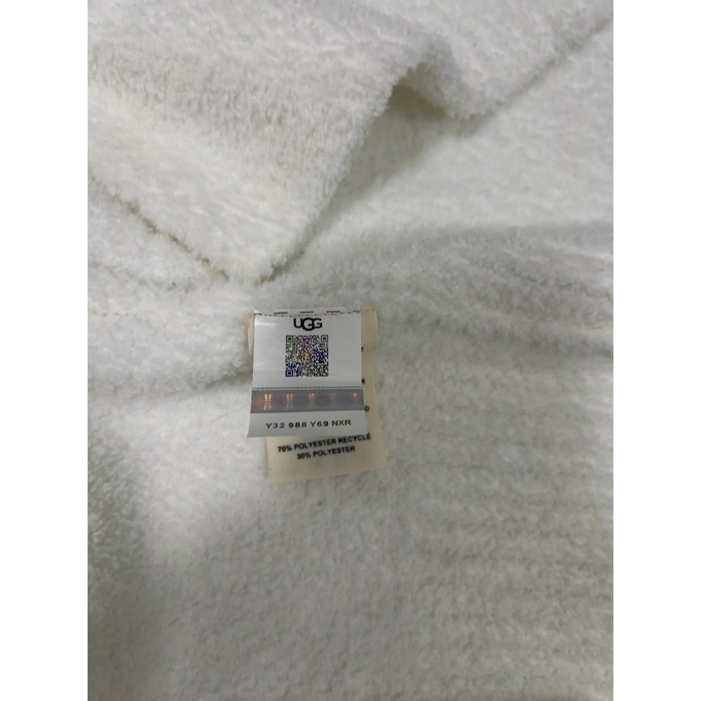 UGG Cream Fuzzy Sweater Knit Shawl Collar Belted Women's Long Robe XL