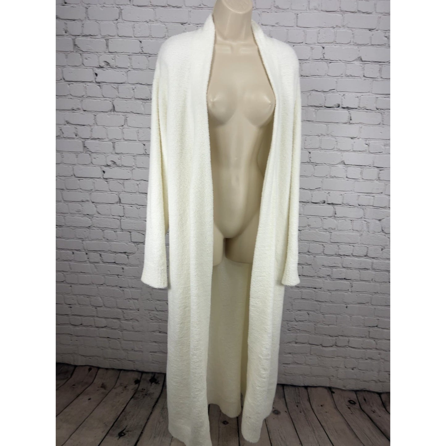 UGG Cream Fuzzy Sweater Knit Shawl Collar Belted Women's Long Robe XL