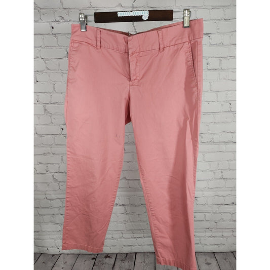 Kut From The Kloth Salmon Cotton Blend Mid Rise Capri Pants Pockets Size 6
