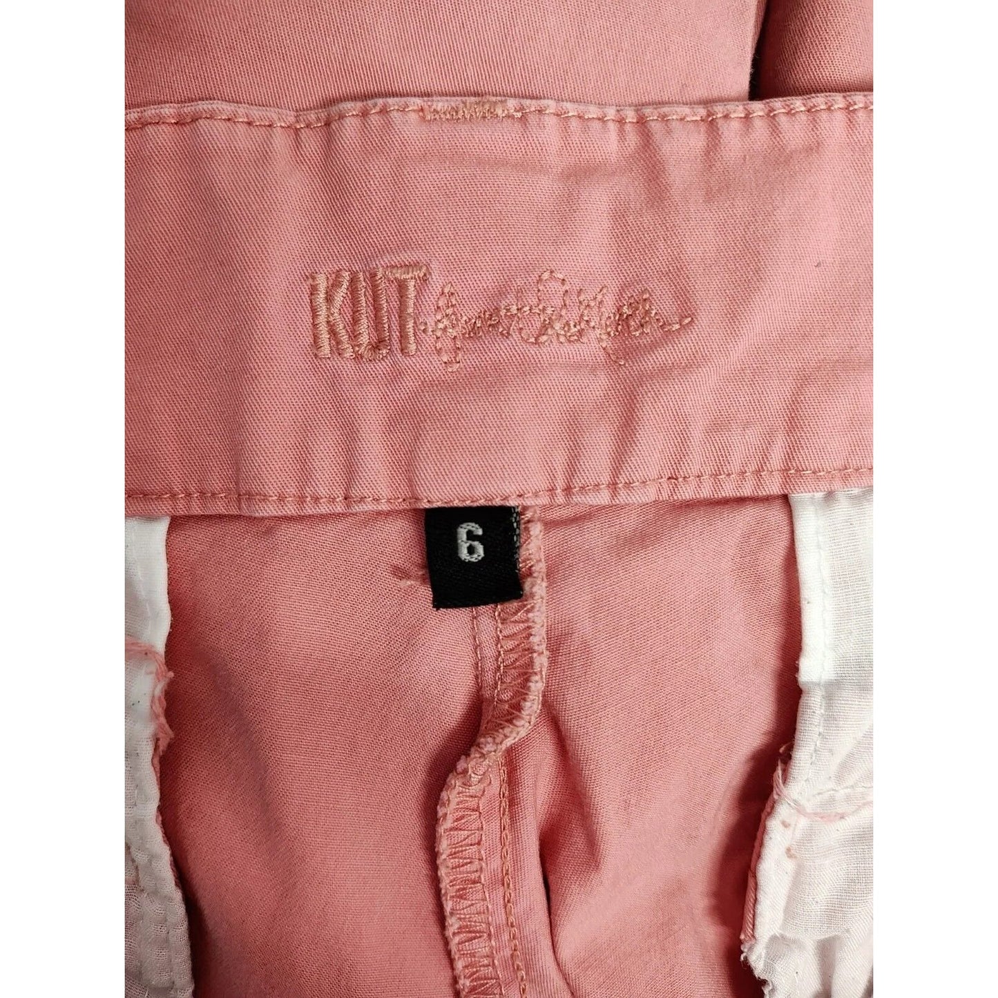 Kut From The Kloth Salmon Cotton Blend Mid Rise Capri Pants Pockets Size 6
