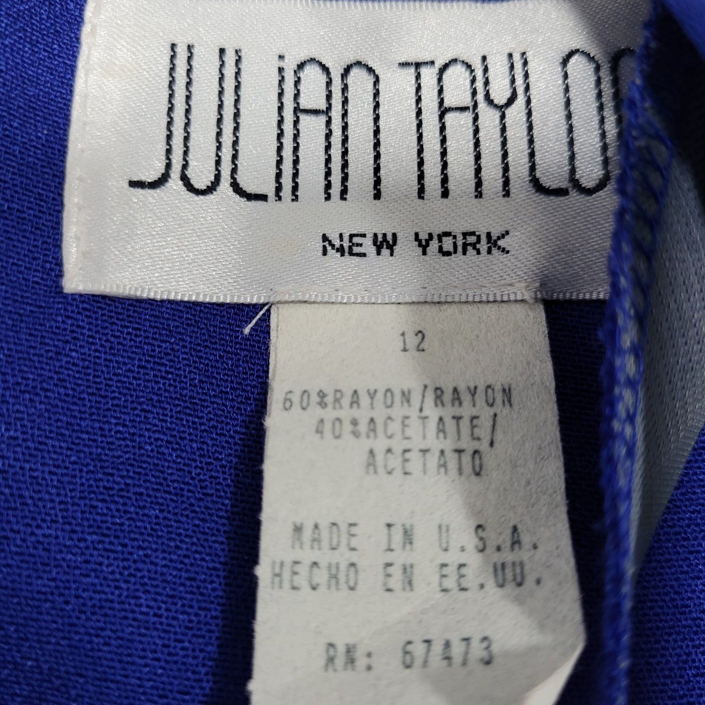 Julian Taylor Blue Beaded Pleated Short Sleeve Buttoned Long Sheath Dress USA 12