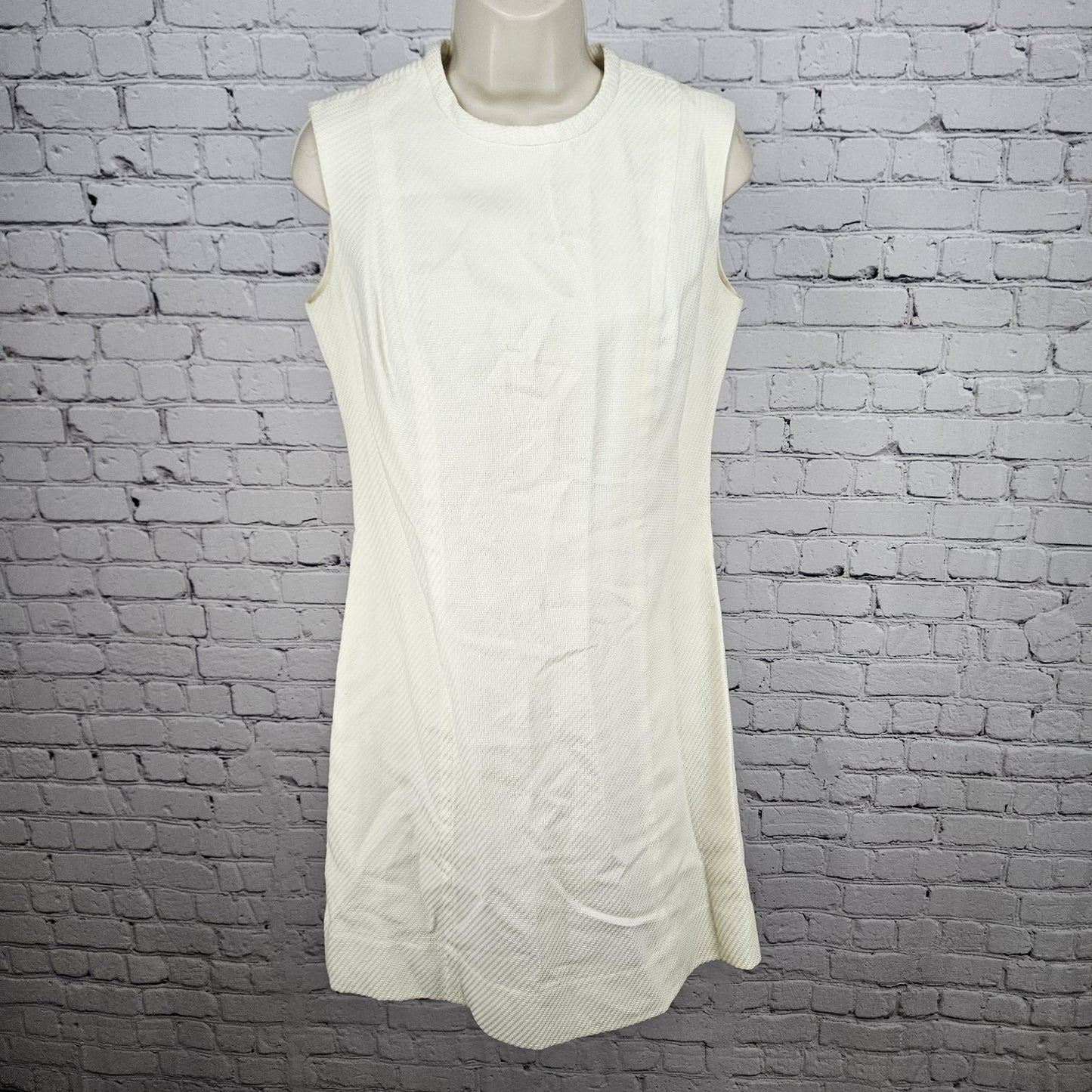 VTG Pamela Martin Ivory Textured Sleeveless Lined Midi Sheath Dress 12