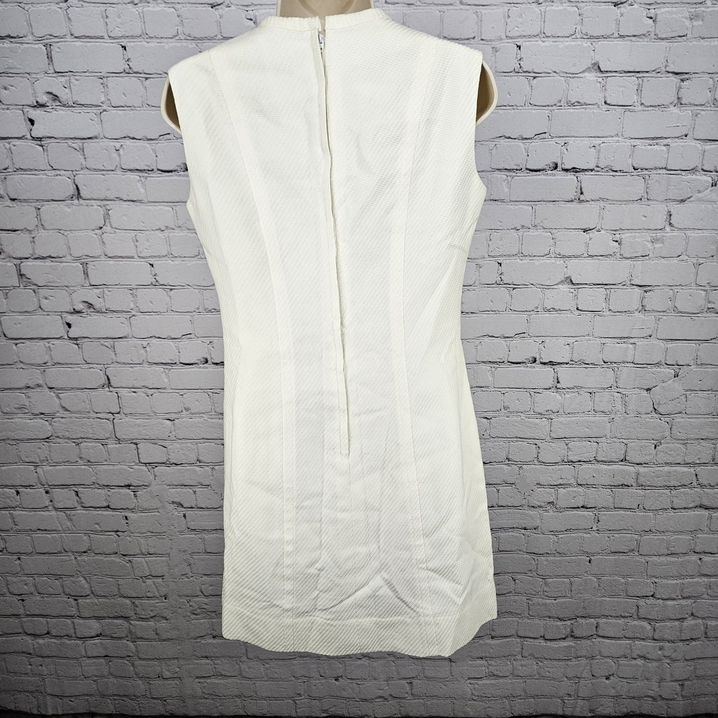 VTG Pamela Martin Ivory Textured Sleeveless Lined Midi Sheath Dress 12
