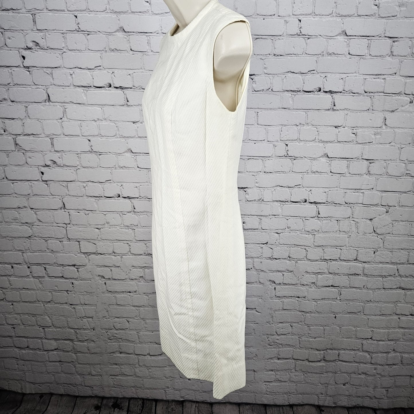 VTG Pamela Martin Ivory Textured Sleeveless Lined Midi Sheath Dress 12