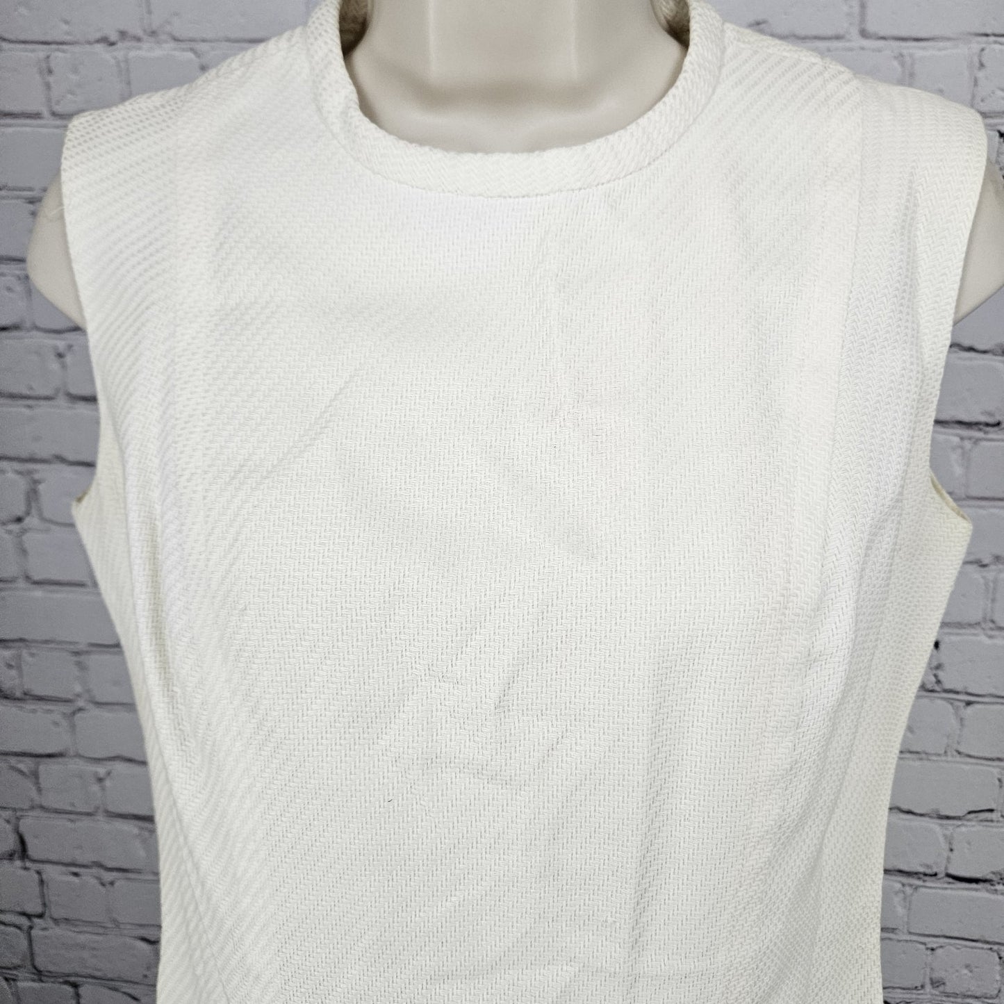 VTG Pamela Martin Ivory Textured Sleeveless Lined Midi Sheath Dress 12