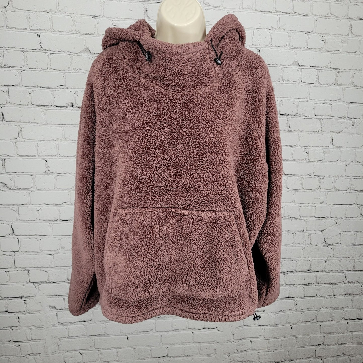 PINK Victoria's Secret Purple Sherpa Fleece Pullover Hoodie Size Large L