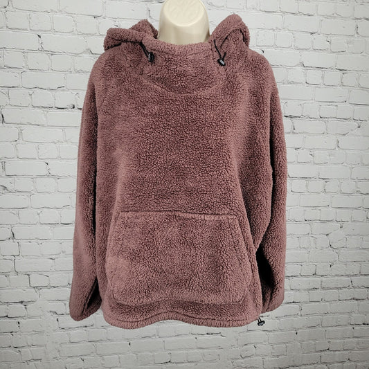 PINK Victoria's Secret Purple Sherpa Fleece Pullover Hoodie Size Large L