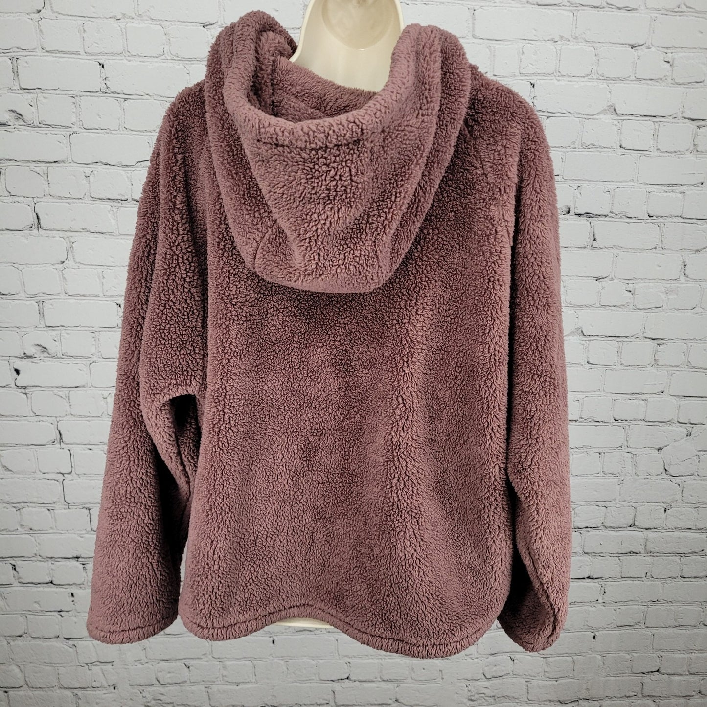 PINK Victoria's Secret Purple Sherpa Fleece Pullover Hoodie Size Large L