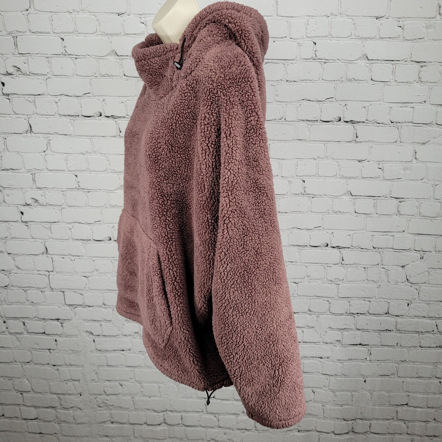 PINK Victoria's Secret Purple Sherpa Fleece Pullover Hoodie Size Large L