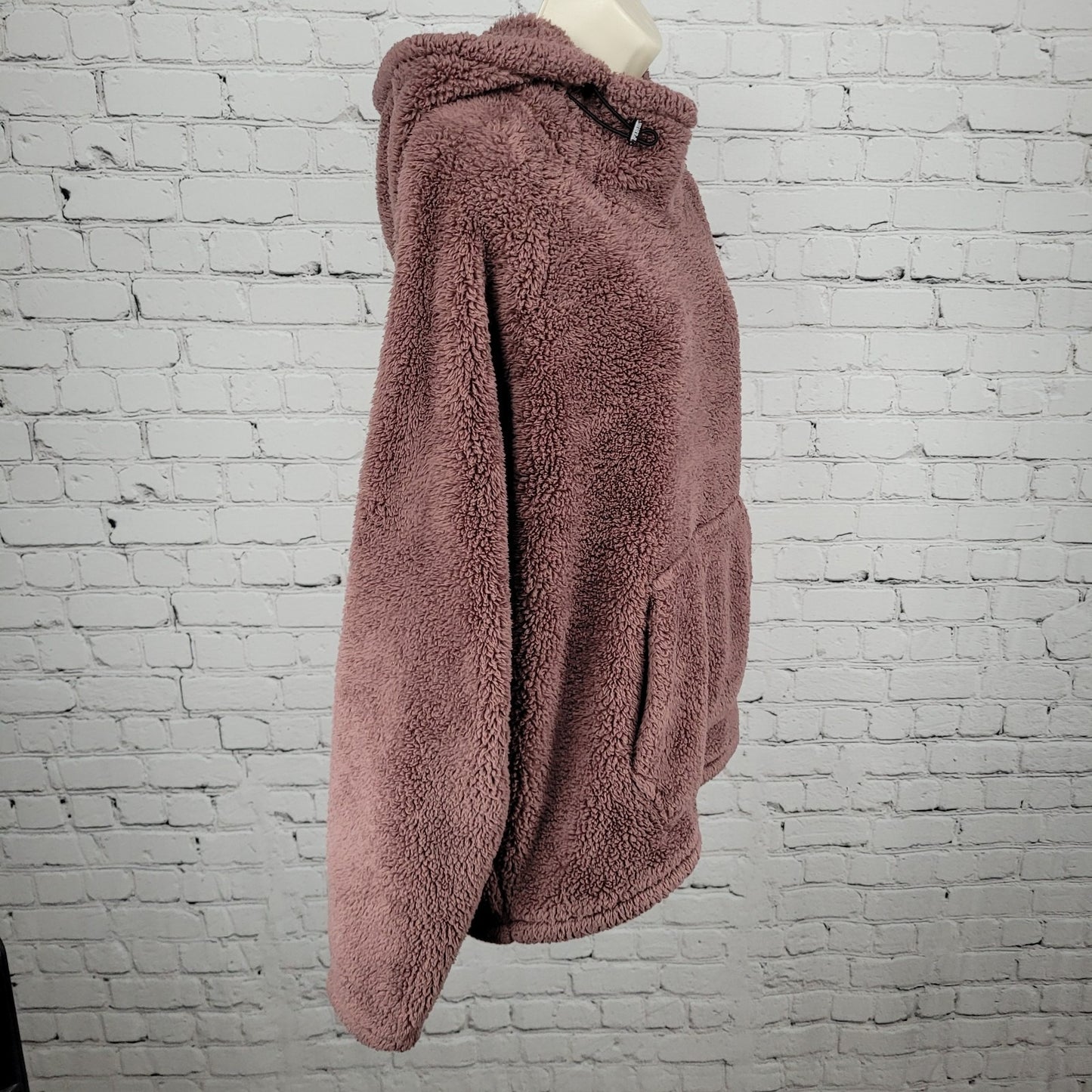 PINK Victoria's Secret Purple Sherpa Fleece Pullover Hoodie Size Large L