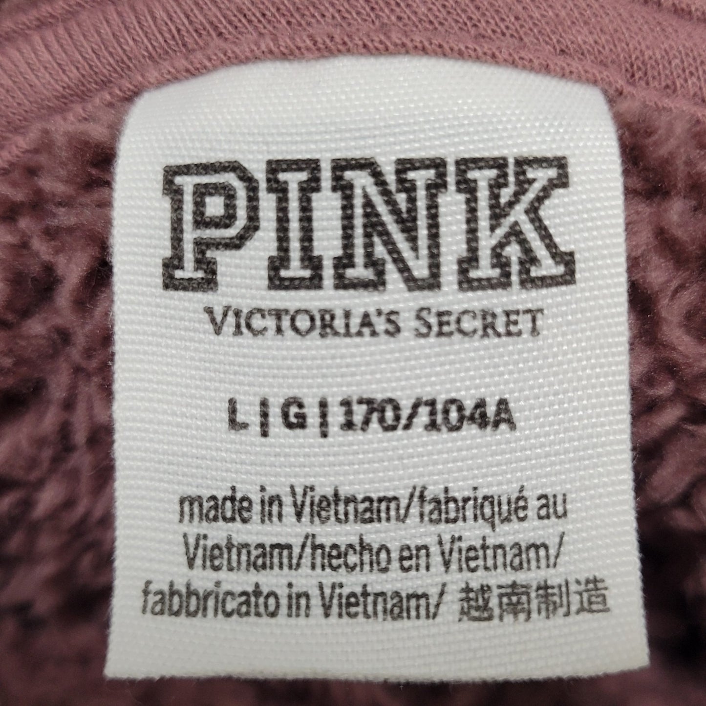 PINK Victoria's Secret Purple Sherpa Fleece Pullover Hoodie Size Large L
