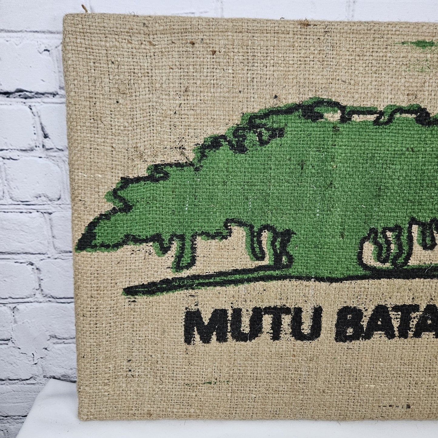 Mutu Batak Coffee Authentic Burlap Sack Wrapped Canvas Wood Framed Art 16x20