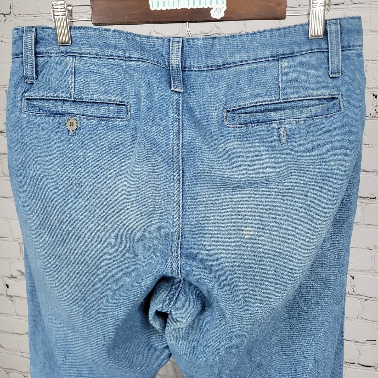 Bonobos Blue Cotton Hemp Denim Cuffed Tapered Chino Jeans Size 31/32 (32x29)