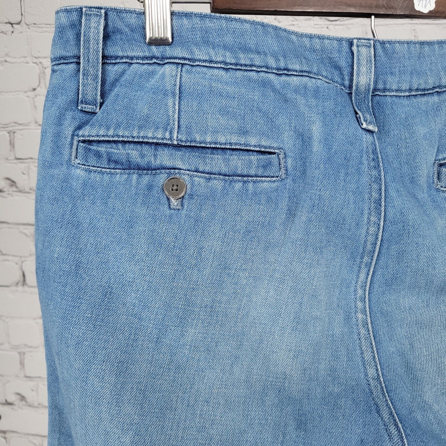 Bonobos Blue Cotton Hemp Denim Cuffed Tapered Chino Jeans Size 31/32 (32x29)