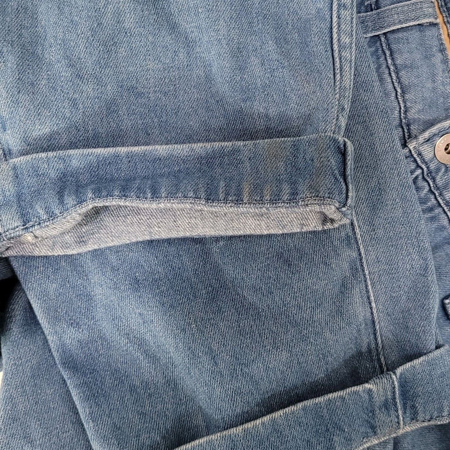 Bonobos Blue Cotton Hemp Denim Cuffed Tapered Chino Jeans Size 31/32 (32x29)