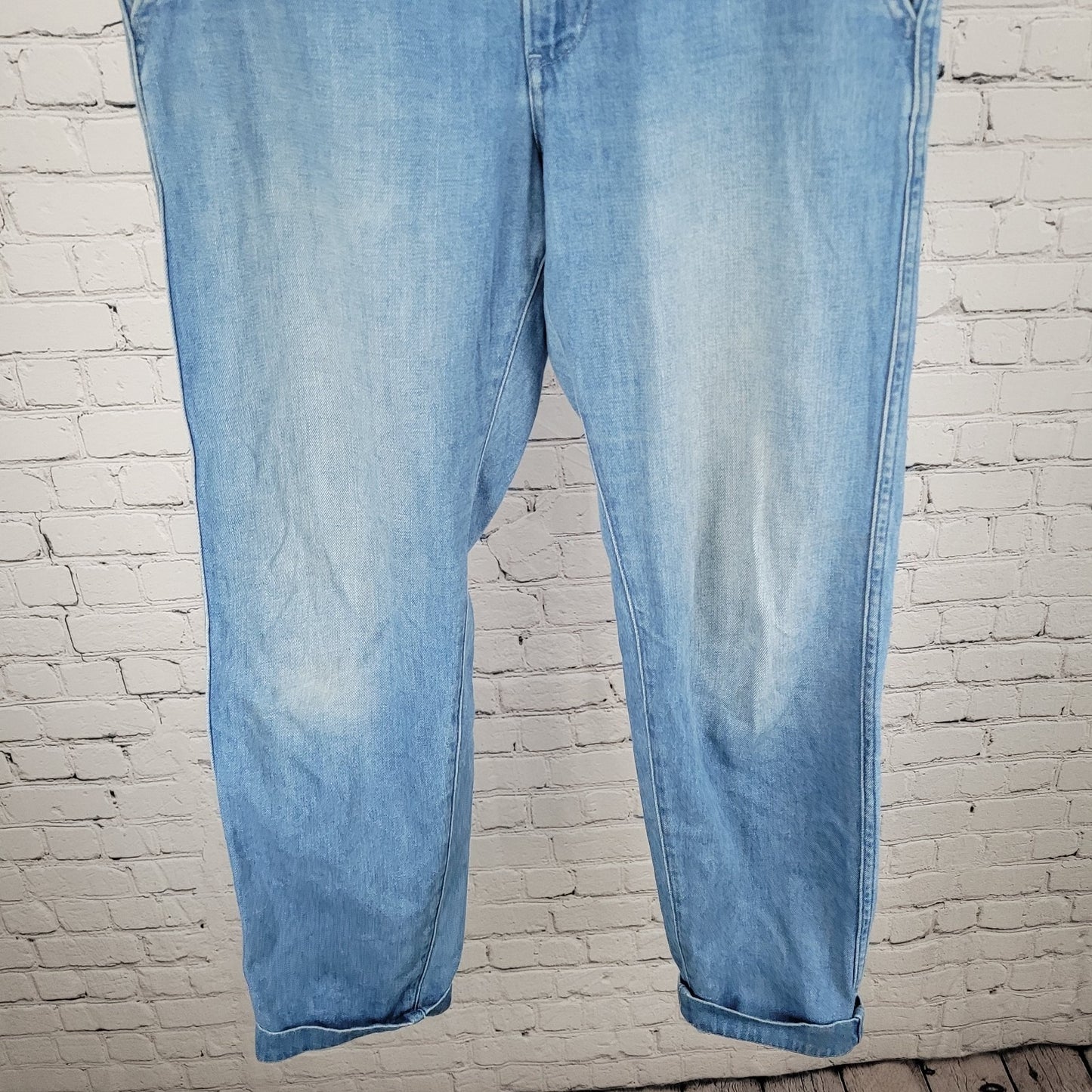 Bonobos Blue Cotton Hemp Denim Cuffed Tapered Chino Jeans Size 31/32 (32x29)