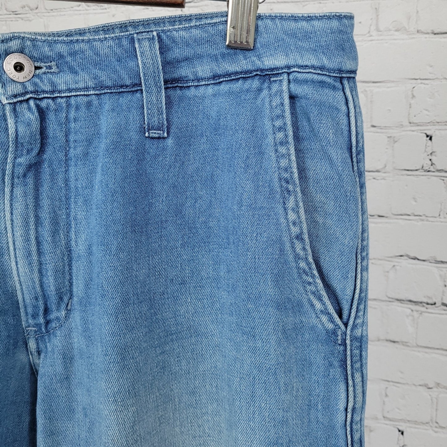 Bonobos Blue Cotton Hemp Denim Cuffed Tapered Chino Jeans Size 31/32 (32x29)