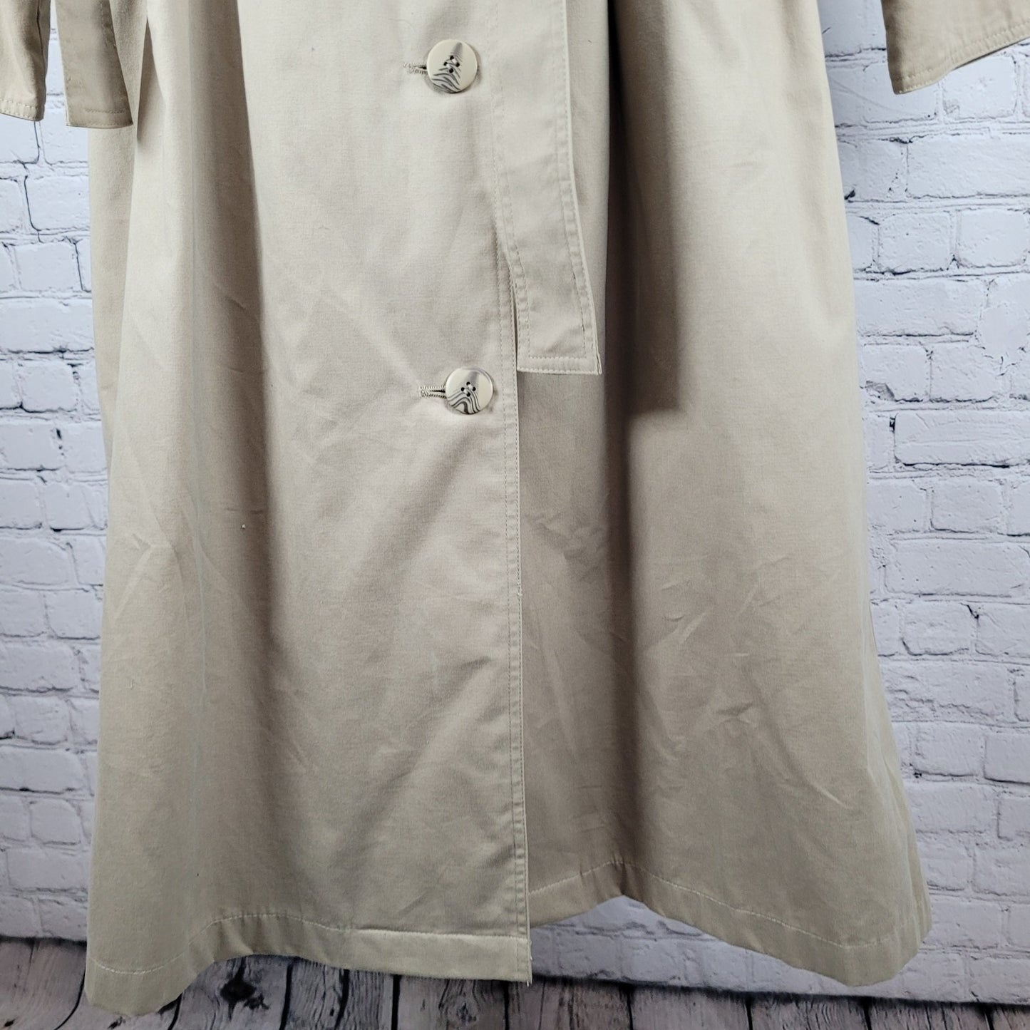 Preswick & Moore Tan Removable Liner & Hood Belted Buttoned Trench Coat Size 12