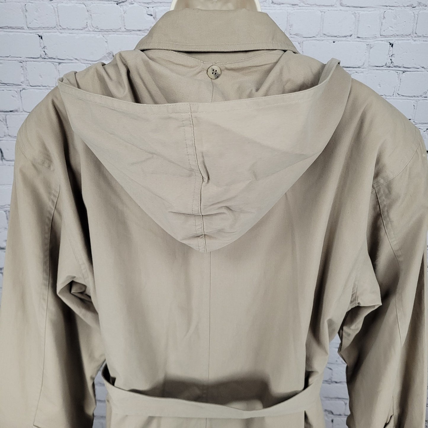 Preswick & Moore Tan Removable Liner & Hood Belted Buttoned Trench Coat Size 12