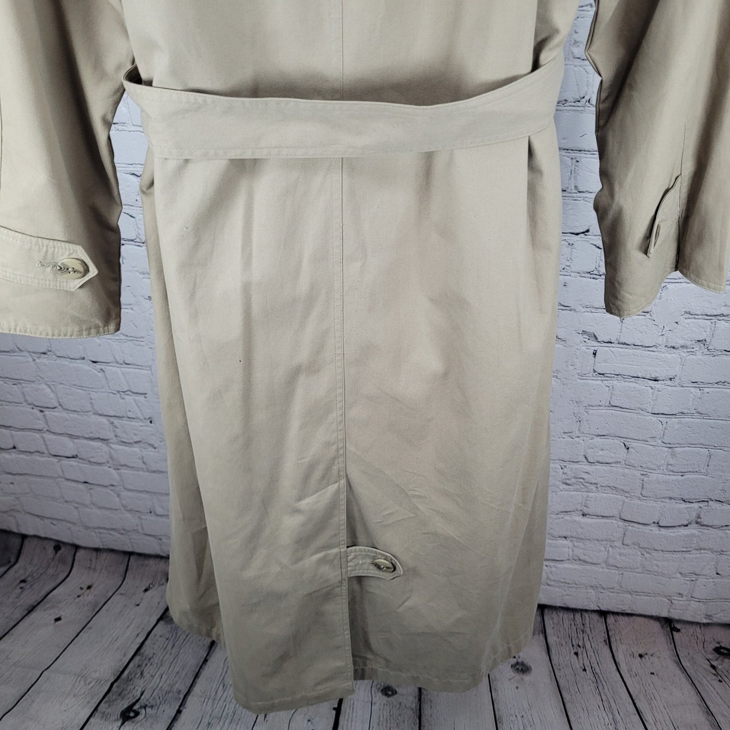 Preswick & Moore Tan Removable Liner & Hood Belted Buttoned Trench Coat Size 12