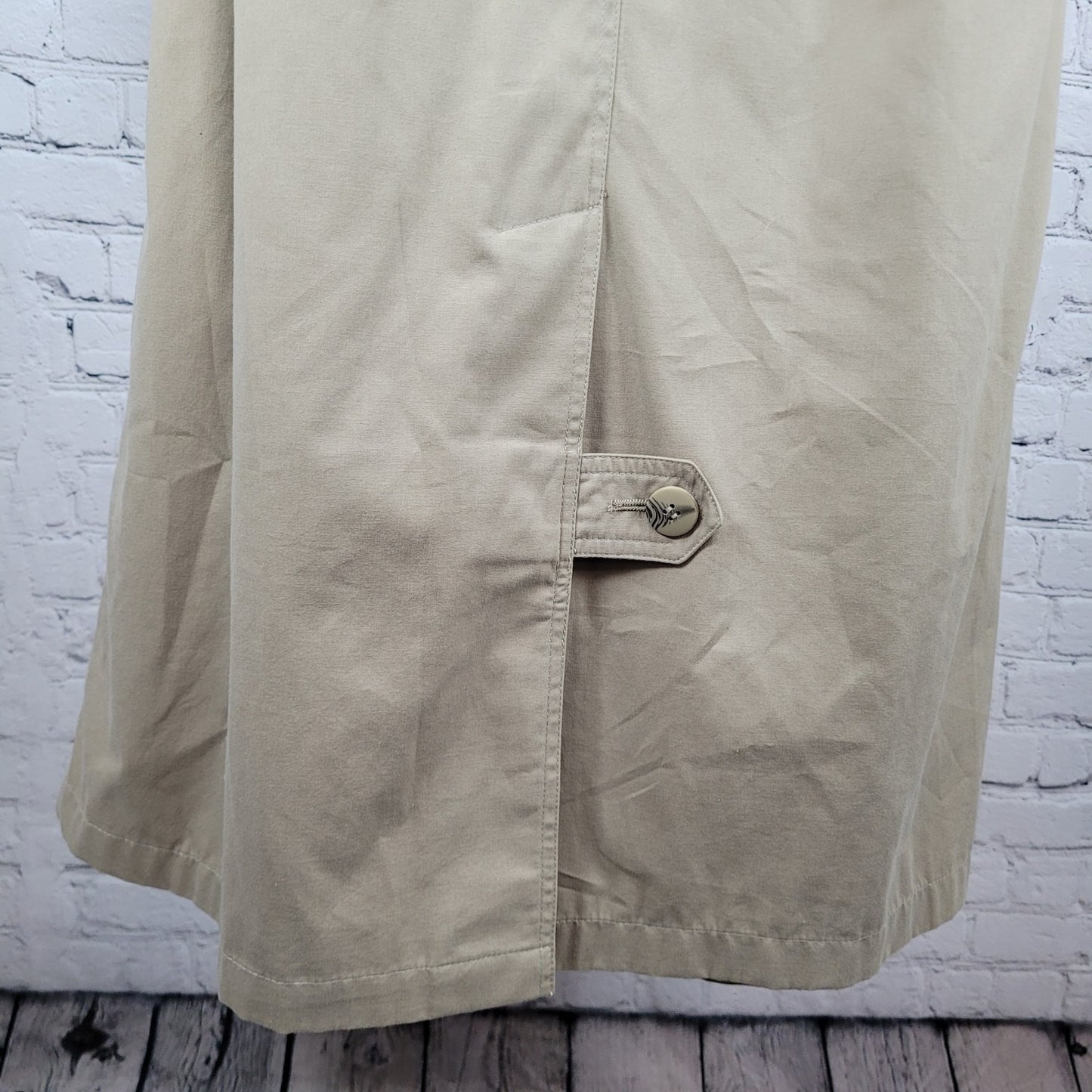 Preswick & Moore Tan Removable Liner & Hood Belted Buttoned Trench Coat Size 12