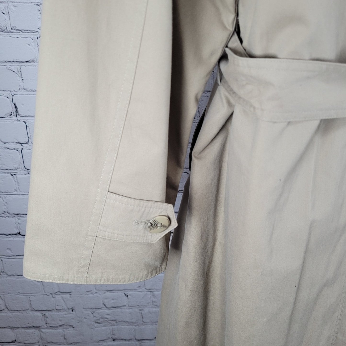 Preswick & Moore Tan Removable Liner & Hood Belted Buttoned Trench Coat Size 12