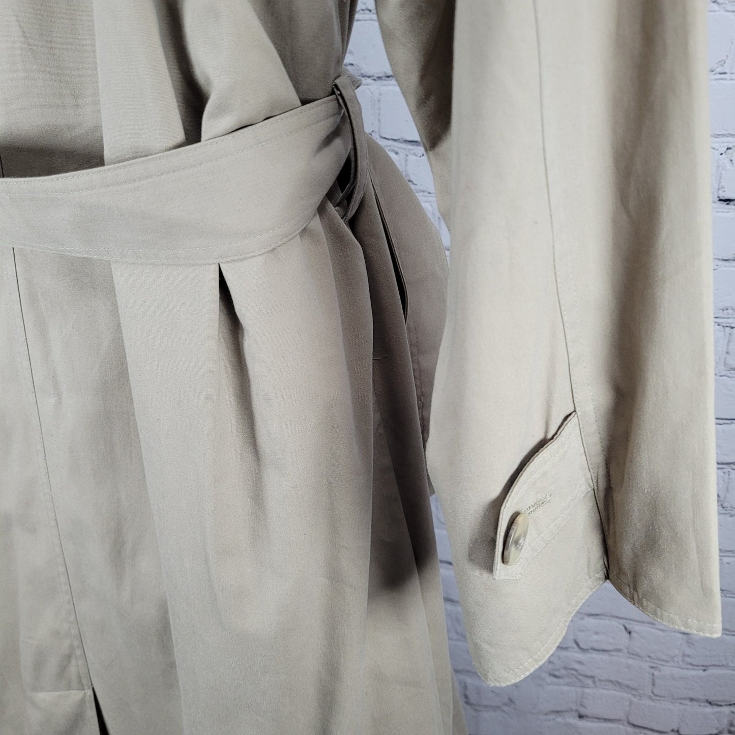 Preswick & Moore Tan Removable Liner & Hood Belted Buttoned Trench Coat Size 12
