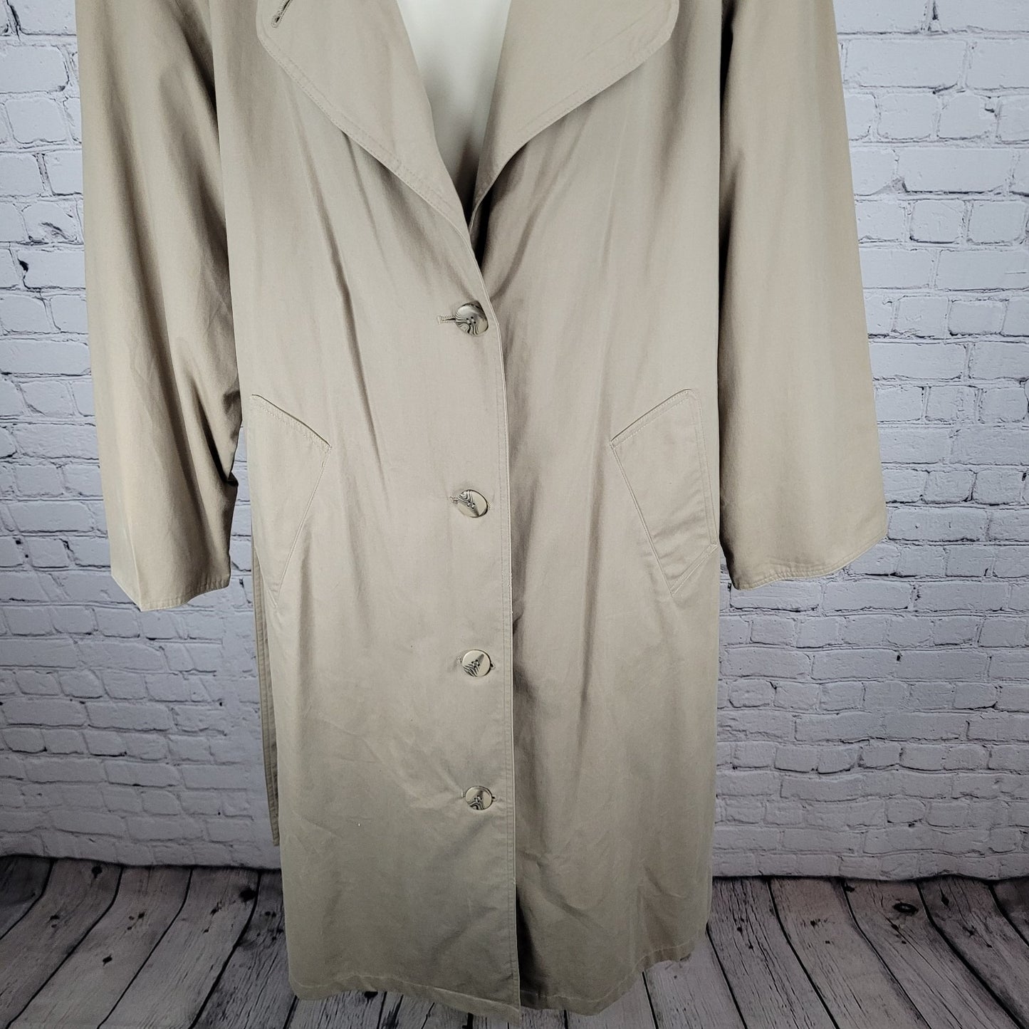 Preswick & Moore Tan Removable Liner & Hood Belted Buttoned Trench Coat Size 12
