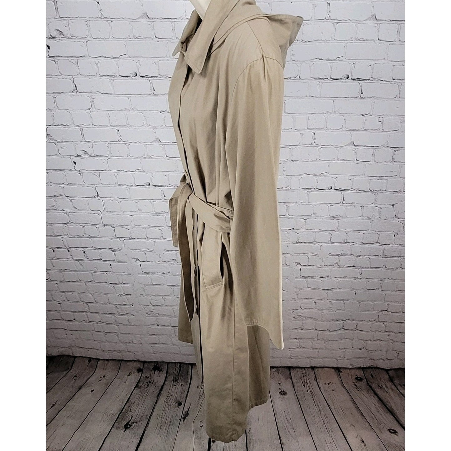 Preswick & Moore Tan Removable Liner & Hood Belted Buttoned Trench Coat Size 12