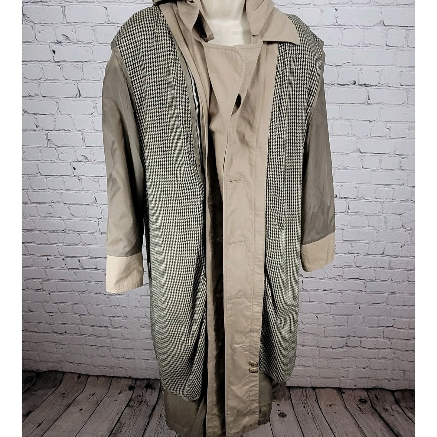 Preswick & Moore Tan Removable Liner & Hood Belted Buttoned Trench Coat Size 12