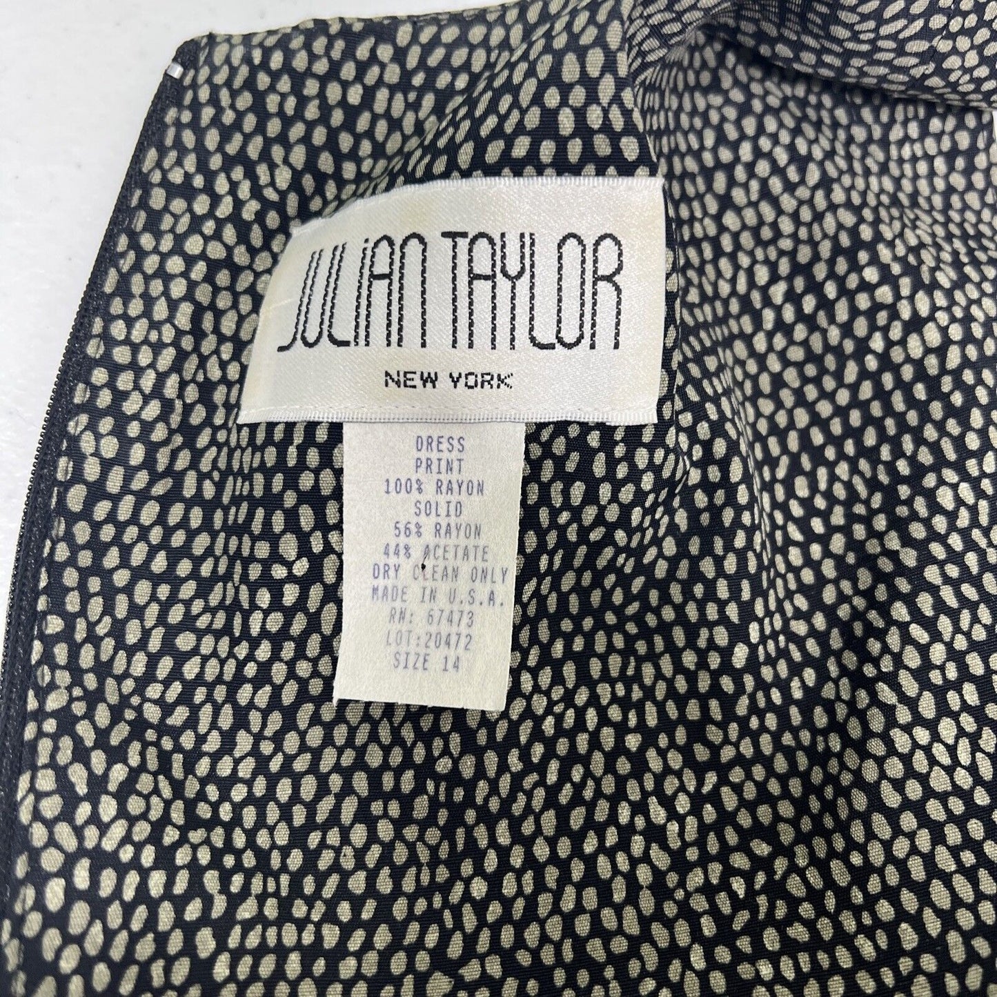 Vintage Julian Taylor New York Green Black Snake Print Sheath Dress USA Size 14