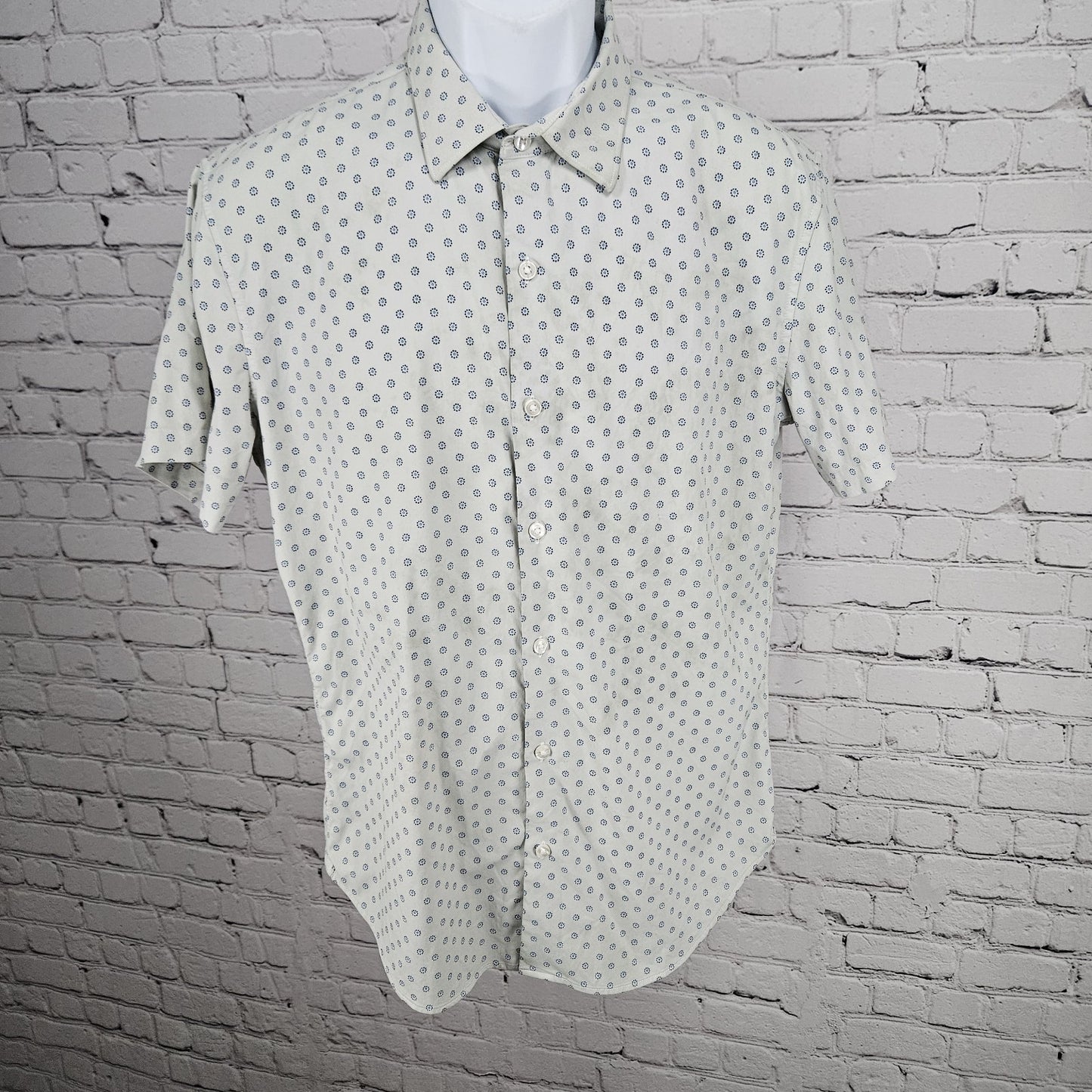 Bonobos Grey Slim Fit Button Up Short Sleeve Lightweight Stretch Shirt Medium M