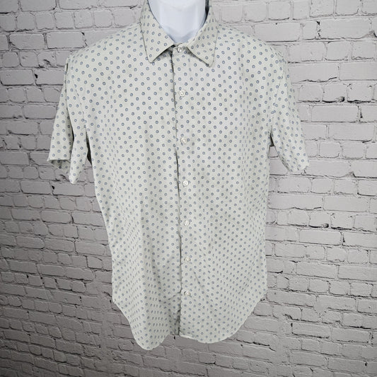 Bonobos Grey Slim Fit Button Up Short Sleeve Lightweight Stretch Shirt Medium M