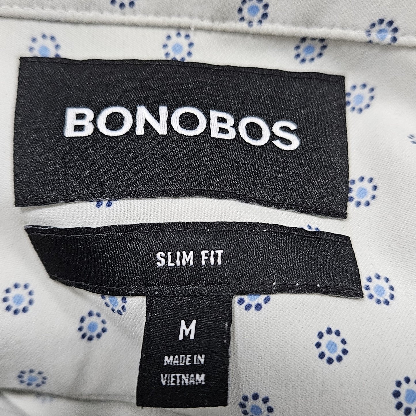 Bonobos Grey Slim Fit Button Up Short Sleeve Lightweight Stretch Shirt Medium M