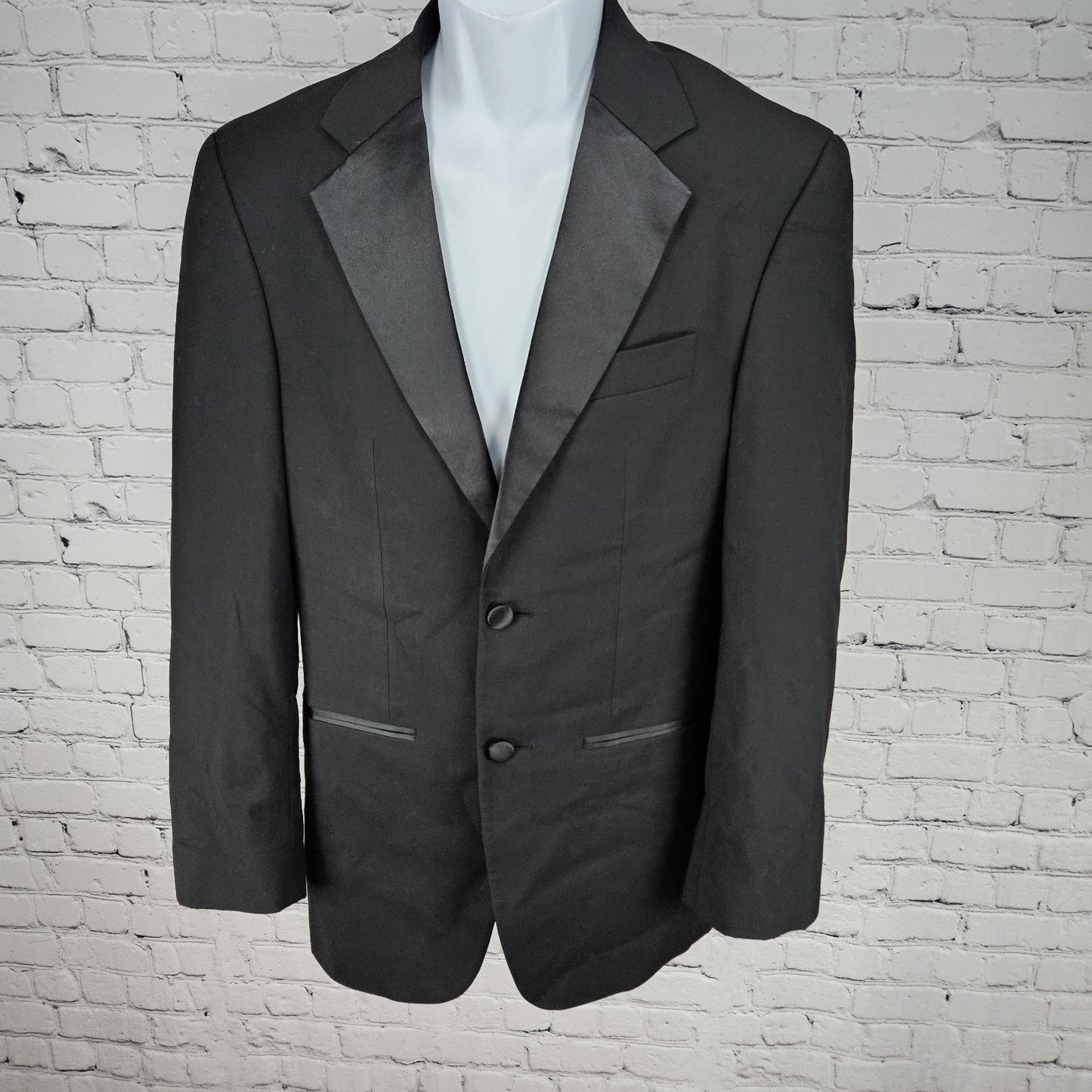 Caravelli Black Charles Hand Tailored 2 Button Tuxedo Blazer Suit Jacket 34S